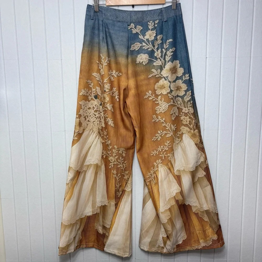 Floral Ombre Wide Leg Pants - Picture 3 of 11